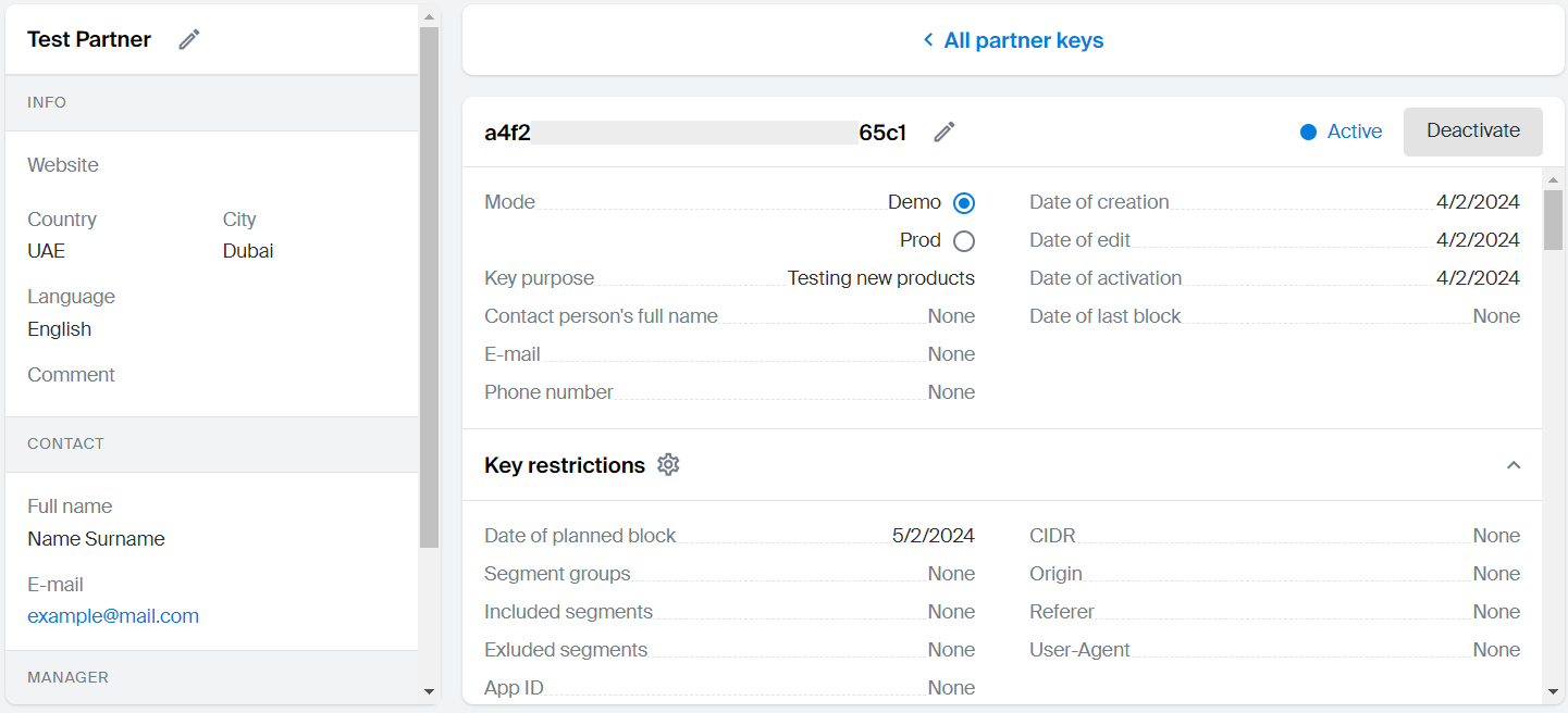 Key page example