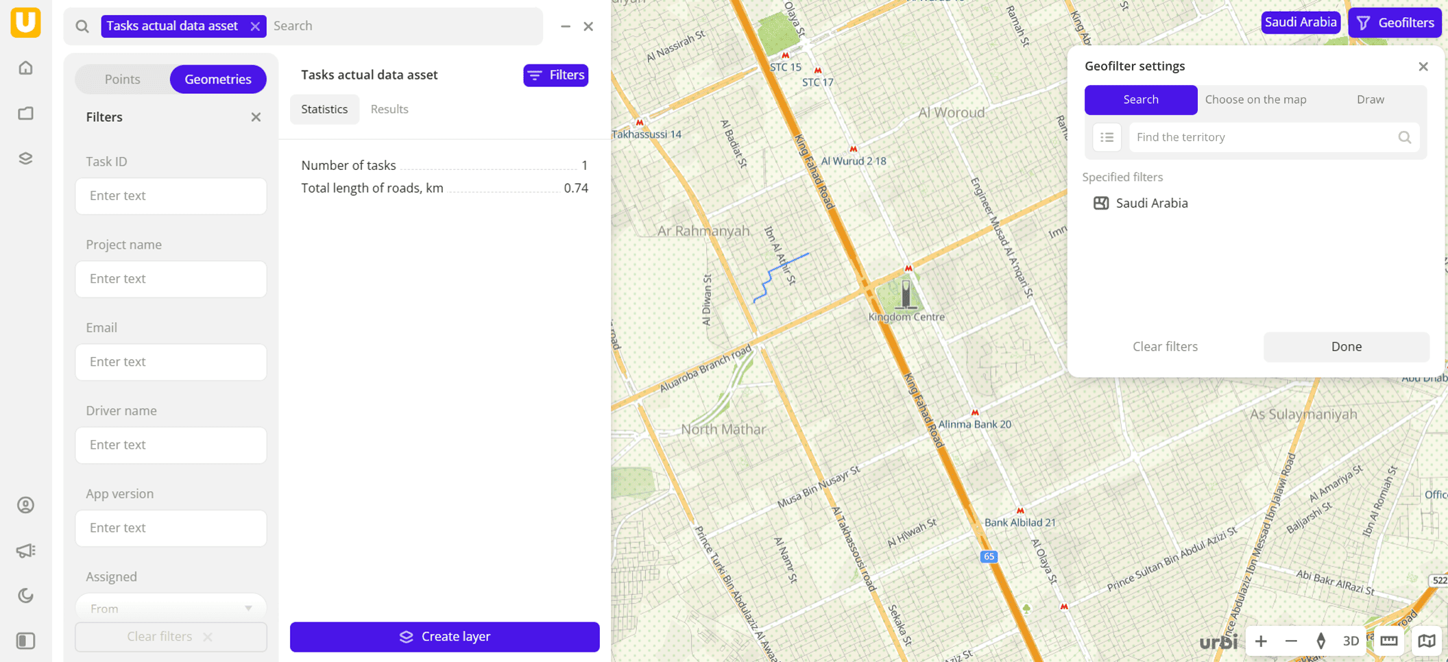 Actual tasks data