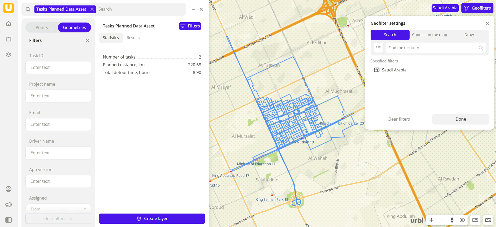 Planned tasks data