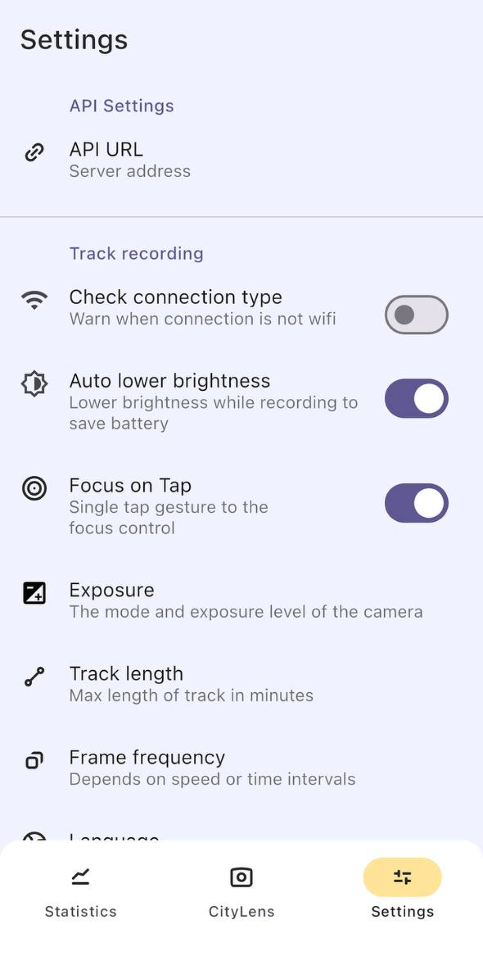 Settings tab