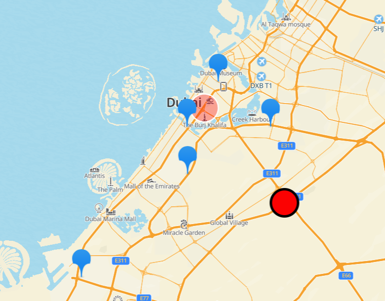 Area to avoid on the map