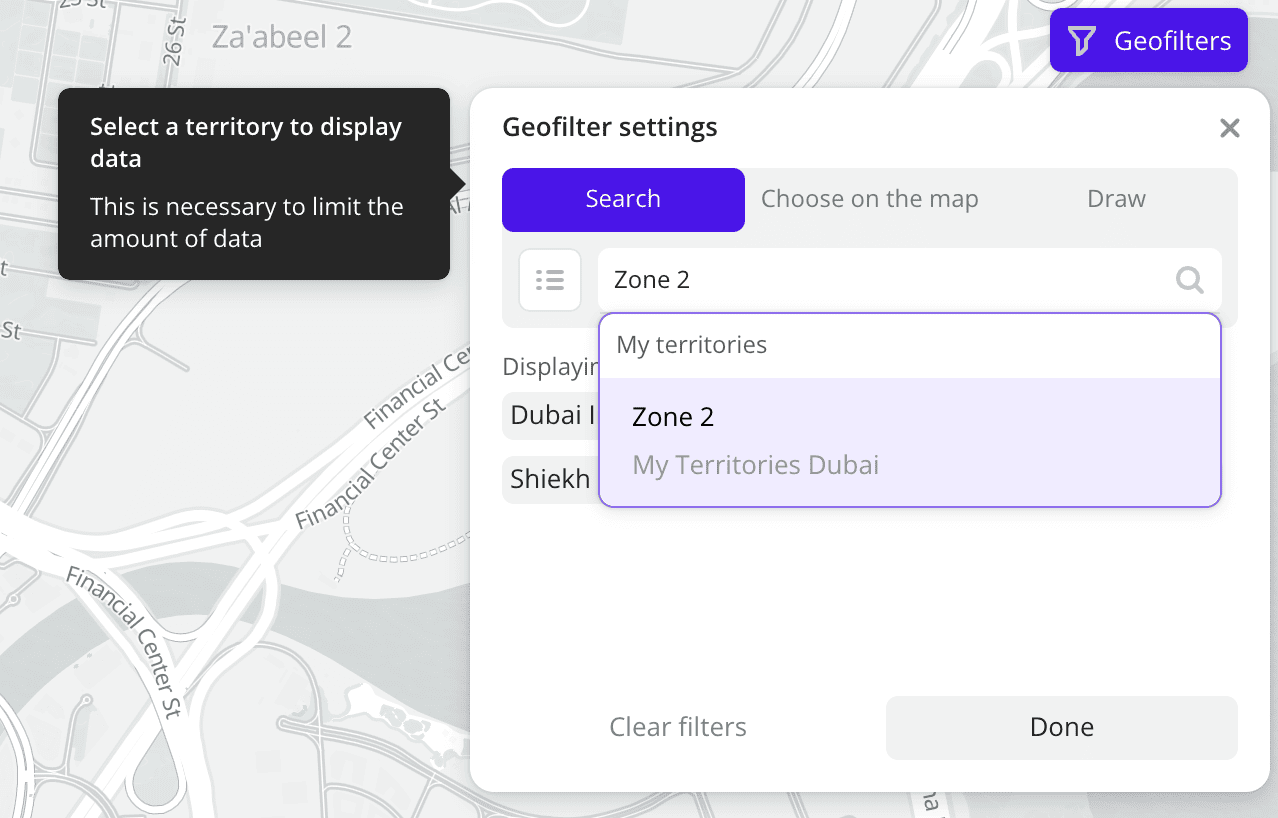 Search by territories