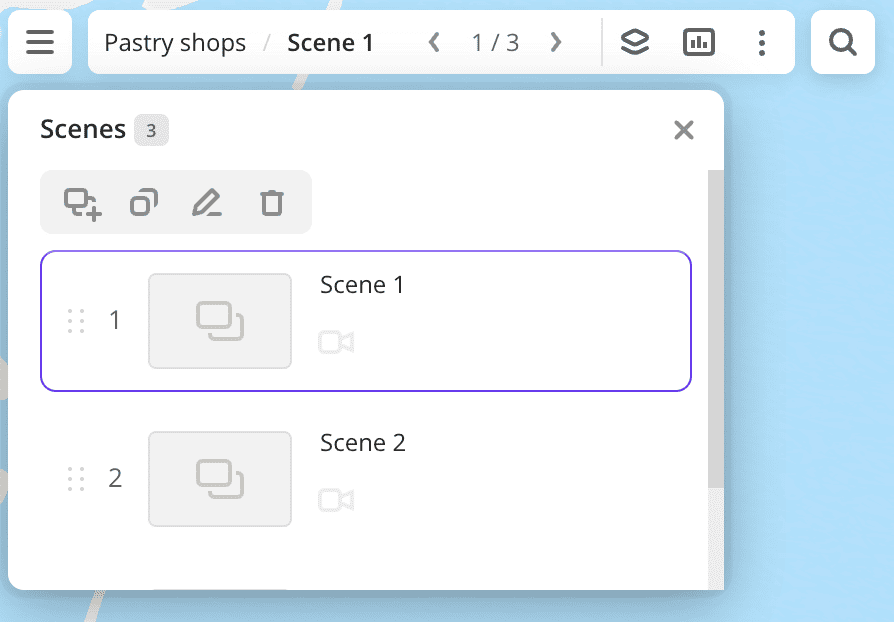 Creating a scene when working with a dashboard