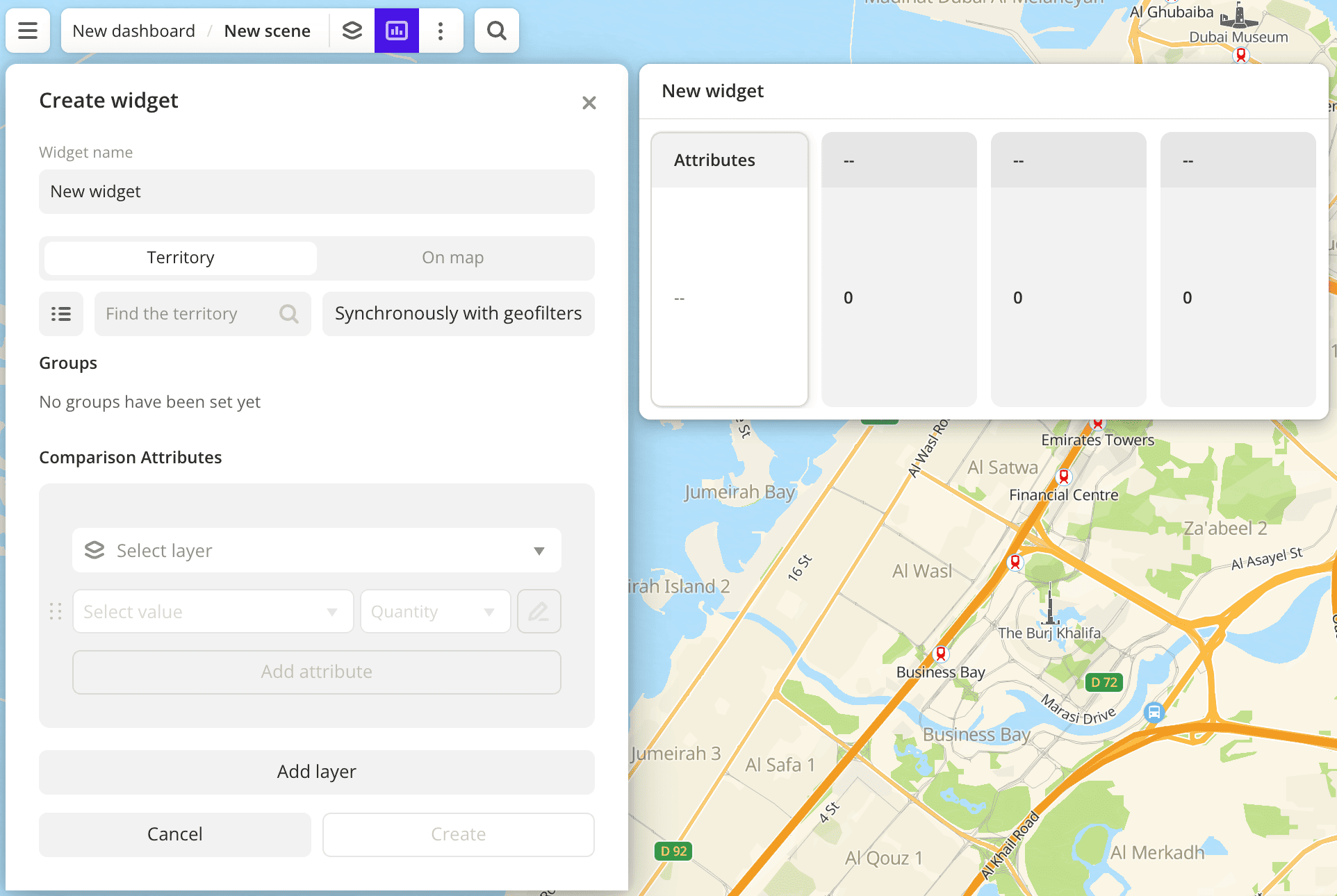 Example of creating a Comparison widget