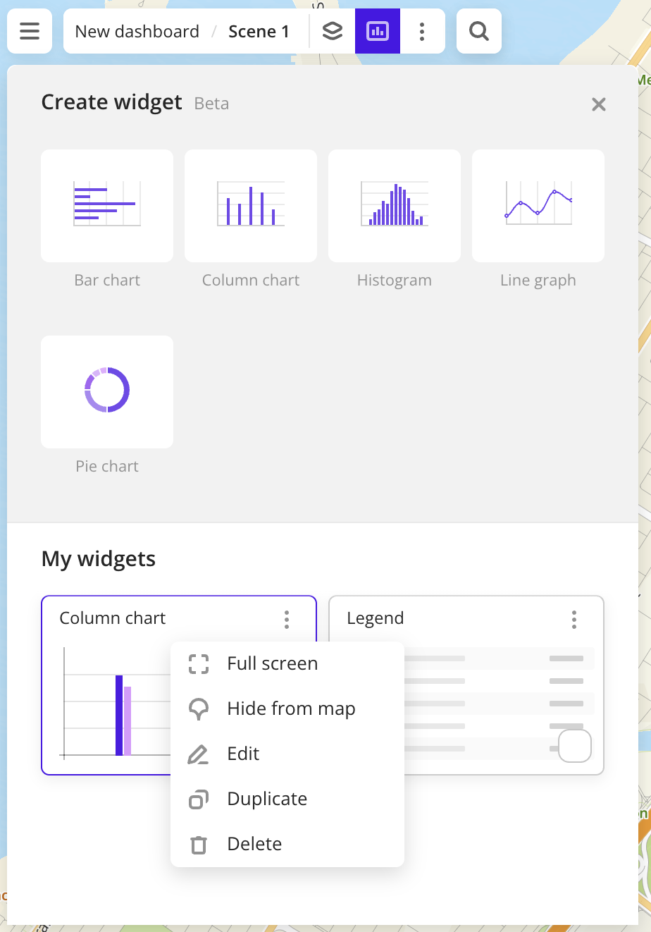 Operations with widgets