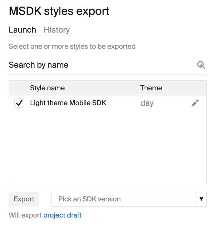 Export settings